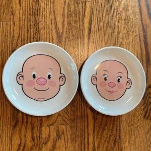 2 Food Face ceramic plates